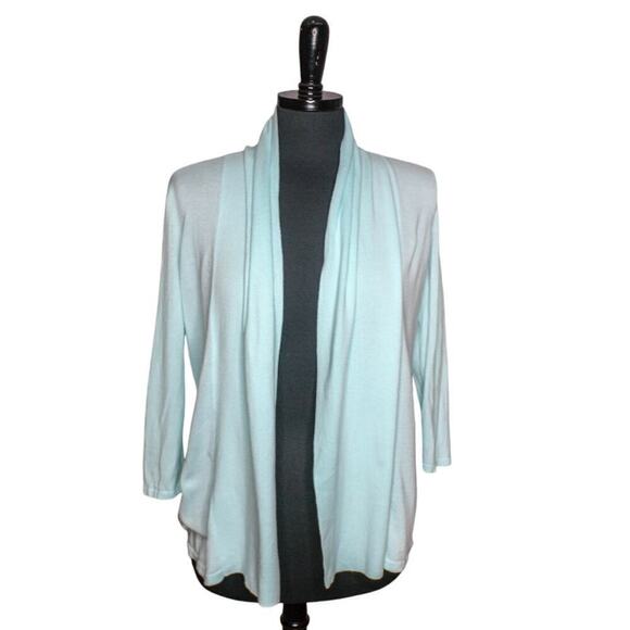 Talbots Petites Pima Cotton Cardigan Sweater Open Front Mint Green P - Picture 1 of 4
